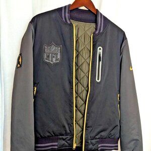 NIKE NFL BB51 BILL BOWERMAN Mens Large Bomber Jacket Reversible Sample Rare